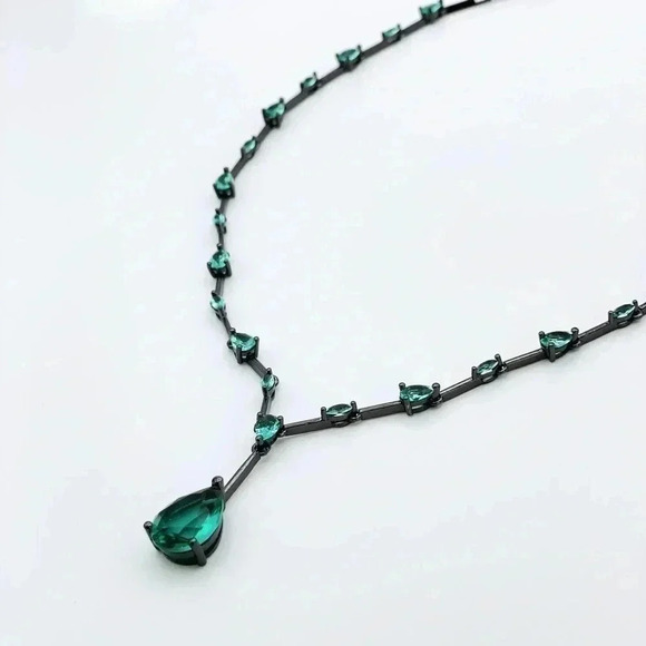 GLASS Stone NecklaceWhite Gold PlatedDainty NecklaceTrendy …